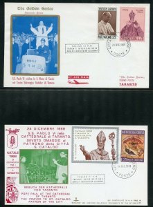 VATICAN CITY DEC 1968 VISIT OF POPE PAUL VI TO TARANTO  8 SPECIAL EVENT COVERS 