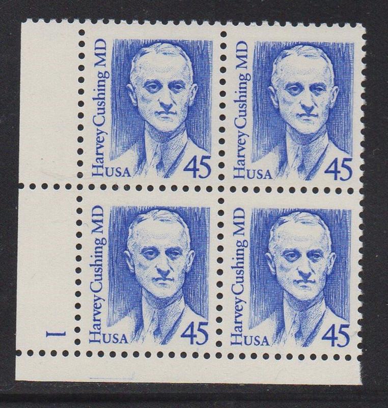 ALLYS STAMPS US Plate Block Scott #2188 45c Dr. Harvey Cushing [4] MNH F/VF LL