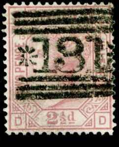 SG141, 2½d rosy mauve PLATE 13, USED, SCOTLAND. Cat £60. DD