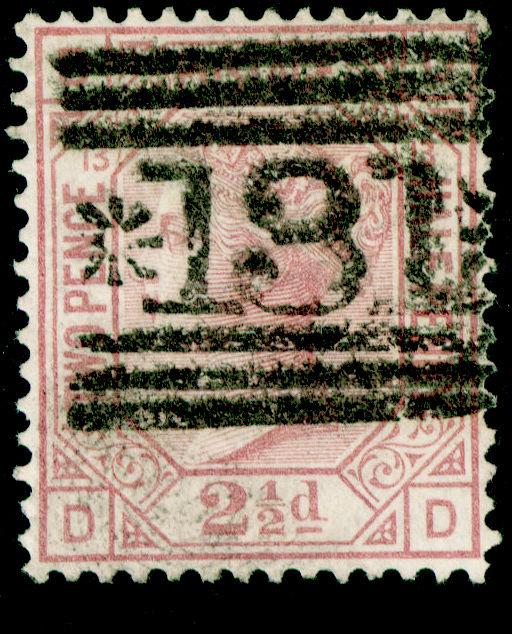 SG141, 2½d rosy mauve PLATE 13, USED, SCOTLAND. Cat £60. DD