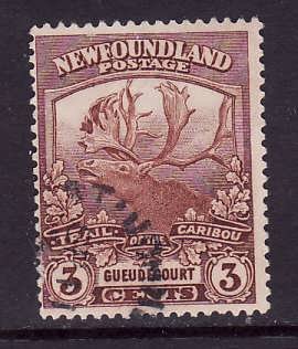 Newfoundland-Sc#117-used 3c red brown-Gueudecourt-1919-id#15-