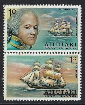 Aitutaki Sc #97a: William Bligh's Discovery of Aitutaki, 1c 1974 MNH