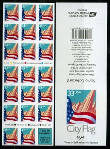 US Scott 3278e Flag over city booklet 20 stamps  of 33c