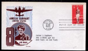 US C68 Amelia Earhart Cachet Craft Boll Typed FDC