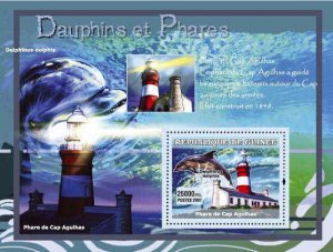Guinea - Dolphins & Lighthouses on Stamps -  Souvenir Sheet 7B-255
