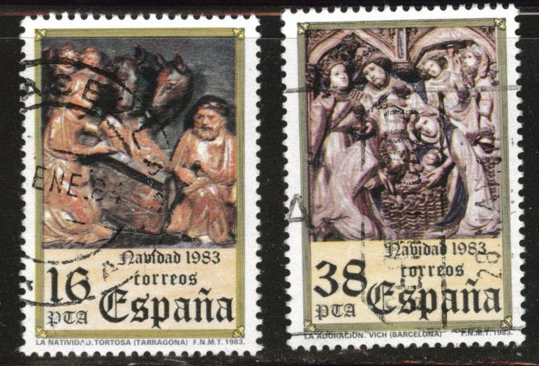 SPAIN Scott 2355-2356 Used 1983 Christmas set