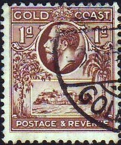 Gold Coast 1928 Sc#88 1d Brown Christianborg Castle USED-Fine-LHM.
