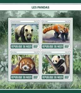 Niger - 2017 Pandas on Stamps - 4 Stamp Sheet - NIG17307a