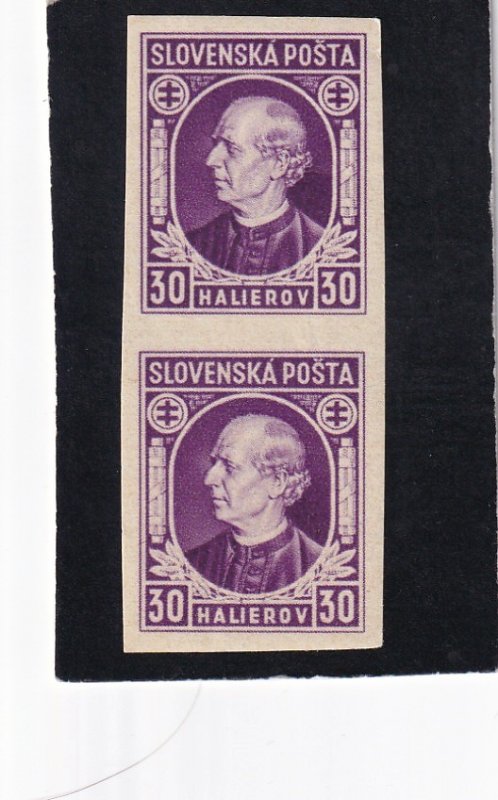 Slovakia,   #  29a    Unused pair,  imperf.