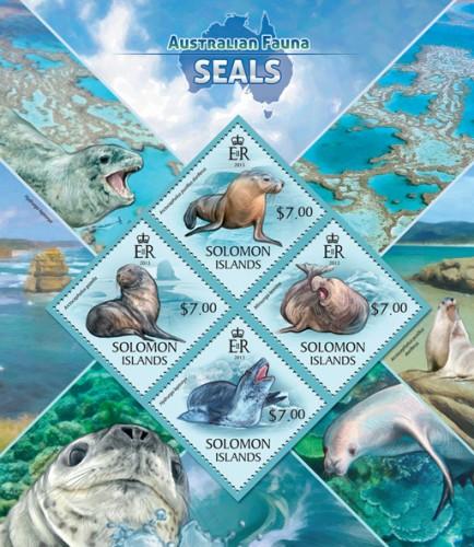 SOLOMON ISLANDS 2013 SHEET SEALS MARINE LIFE slm13416a