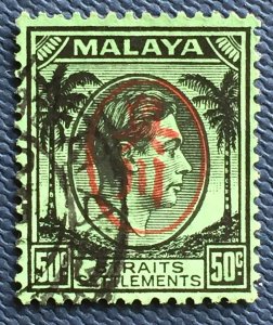 MALAYA Japanese Occupation Okugawa Seal opt SS KGVI PENANG 50c Used SG#J65 M4806