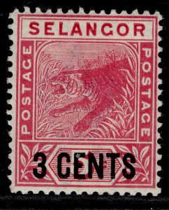 MALAYSIA - Selangor QV SG53, 3c on 5c rose, M MINT.