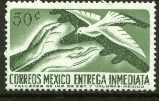 MEXICO E18 50cts 1950 Def 8th Issue Fosforescent glazed MNH