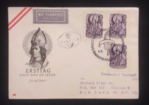 C) 1940. AUSTRIA. FIRST AIRMAIL ENVELOPE SENT TO USA. MULTIPLE STAMPS. XF