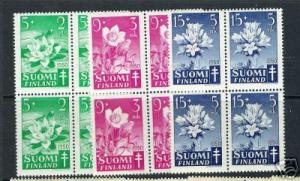 M462  FINLAND B101-3 MNH BLOCK OF 4 FLOWERS