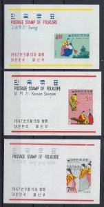 South Korea 558a-60a MNH 1967 Souvenir Sheets (an8094)