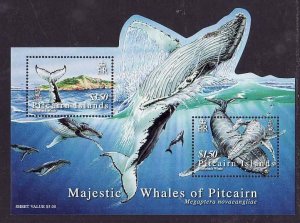 Pitcairn Is.-Sc#646a- id12-unused NH sheet-Marine Life-Whales-2006-