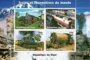 Niger 1998 Sc#1013 Trains Sheetlet (4) Perforated MNH
