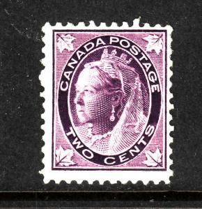 Canada-Sc#68-Unused hinge remnant 2c purple QV Leaf-1897-