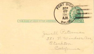 United States California Fort Dick 1947 4b-bar  1917-1973  Postal Card  Phila...