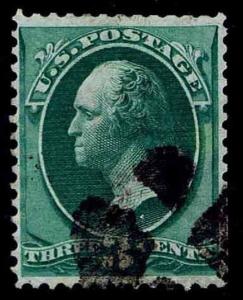 US.# 136  Used .03c H Grilled Bank Note of 1870 - VF - CV$32.50 (ESP#8730)