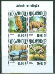 MOZAMBIQUE 2013 ENDANGERED SPECIES  SHEET MINT NH