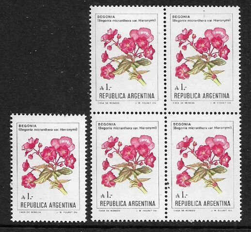 Argentina #1524 MNH Stamp - Flowers - Begonia - Wholesale X 5