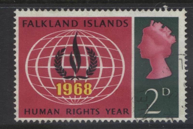 Falkland Is.- Scott 162- Human Rights - 1968- VFU - Multi - 2d Stamp