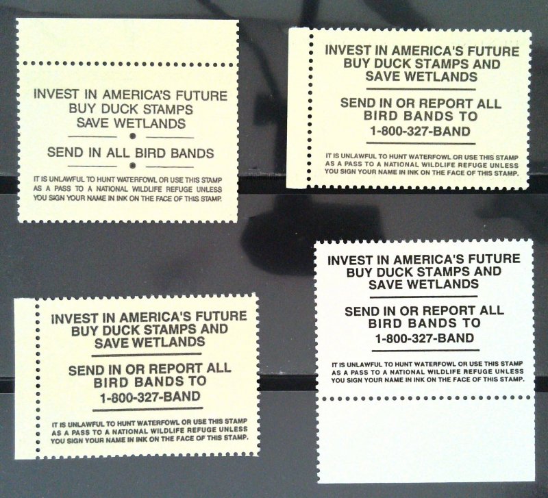 Scott #RW63,65,66,68 - VF - Hunting Permit Stamps - OG - Lot - 1996-01