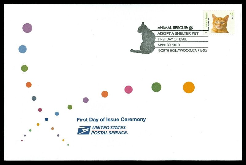 Scott 4460 44c Cat Animal Rescue First Day Cover with Ceremony Program Insert