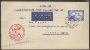 Germany  1929 Graf Zeppelin LZ127 Si23IA Orientfahrt Cover Cairo 103328