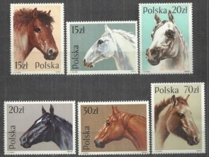 Poland 1989 #2894-99 MNH. Horses