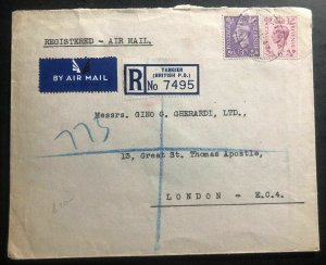 1947 Tangier Morocco British Agencies Airmail Registered Cover To London England