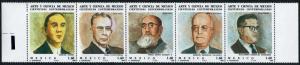 Mexico 1293-1297a strip,MNH. Scientists:Gamio,Garibay,