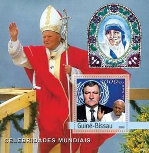 GUINE BISSAU 2003 SHEET POPE JEAN PAUL II MOTHER TERESA LECH WALESA POLITICIAN