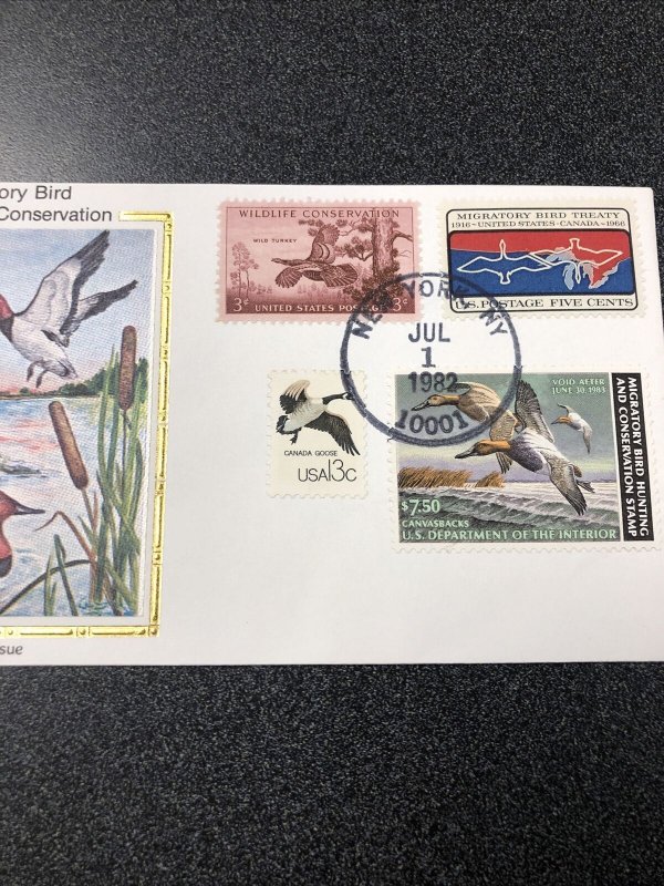 #RW49 1982 Federal Duck Canvasback First Day cover - Colorano “ Silk “ Cachet. 