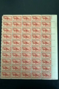 894 MNH SHEET PONY EXPRESS CORNER MISSING
