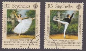 Seychelles # 589-590, 1st Ballet Performed in Seychelles, Used, 1/2 Cat.