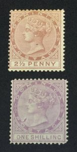 MOMEN: DOMINICA SG #6,9 1877-9 CROWN CC P14 MINT OG H £380 LOT #60949