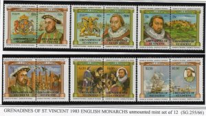 Thematic stamps ST.VINCENT GREN 1983 MONARCHS 255/66 mint