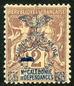 New Caledonia Scott 67 Unused LHOG - 1903 2c Jubilee Overprint - SCV $5.25