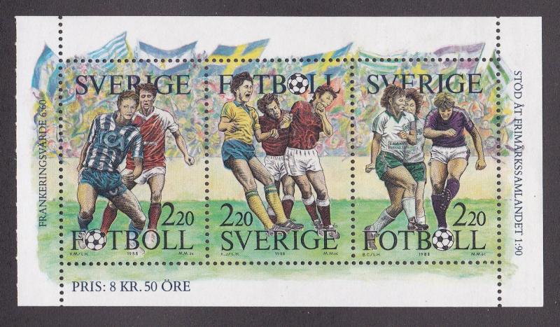 Sweden # 1708a, Soccer Players, Souvenir Sheet, NH, Half Cat