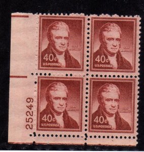 1050 40c John Marshall 25249 LL Plate Block