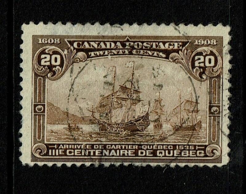 Canada SC# 103, Used, Hinge Remnant, top margin thin, see notes - S6791