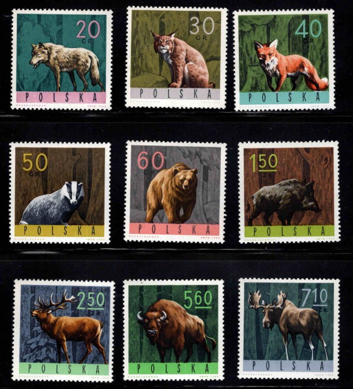 Poland Scott 1369-1377 MNH** wildlife stamp set