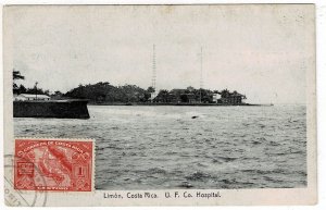 Costa Rica 1924 Limon cancel on printed matter rate postcard to France