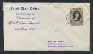 Bechuanaland 1953 QEII Coronation on First Day Cover. 