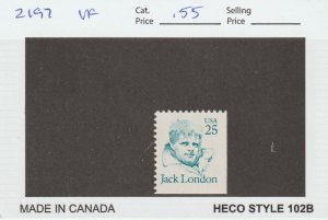 U.S.  Scott# 2197 1988 25c Jack London booklet Issue VF MNH