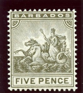 Barbados 1892 QV 5d grey-olive MLH. SG 110. Sc 75.