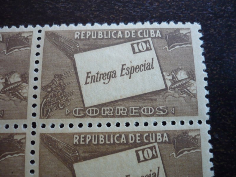 Stamps - Cuba - Scott# E12 - Mint Hinged Block of 4 Special Delivery Stamps